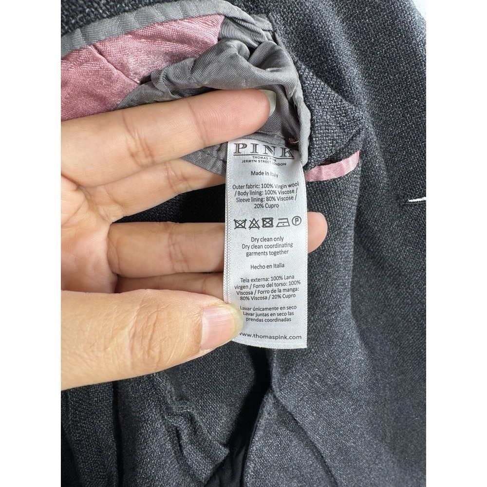 THOMAS PINK ‎ Virgin Wool Suit Jacket Coat Blazer Grey Size 42 R Unstructured - Picture 6 of 11